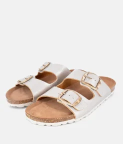 Fashionable Metallic Twin Strap Sandal