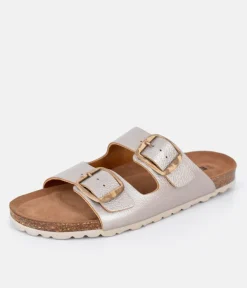 Fashionable Metallic Twin Strap Sandal