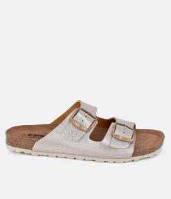 Fashionable Metallic Twin Strap Sandal