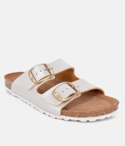 Fashionable Metallic Twin Strap Sandal