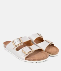 Fashionable Metallic Twin Strap Sandal