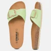 Fashionable Pastel Green Suede Slides