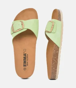 Fashionable Pastel Green Suede Slides