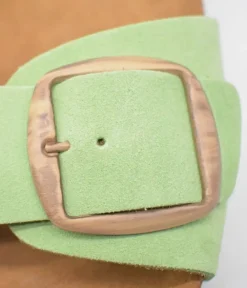 Fashionable Pastel Green Suede Slides