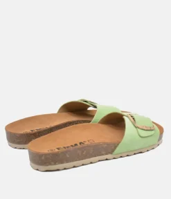 Fashionable Pastel Green Suede Slides