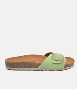 Fashionable Pastel Green Suede Slides