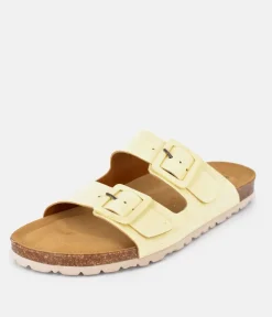 Fashionable Pastel Yellow Twin Strap Sandals