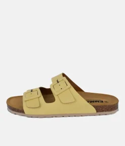 Fashionable Pastel Yellow Twin Strap Sandals