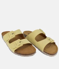 Fashionable Pastel Yellow Twin Strap Sandals