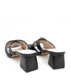 Fashionable Quilted Criss Cross Block Heel Mules