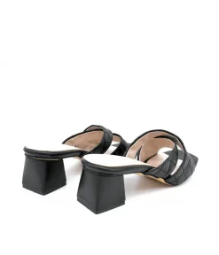 Fashionable Quilted Criss Cross Block Heel Mules