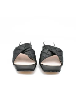 Fashionable Quilted Criss Cross Block Heel Mules