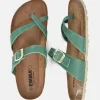 Fashionable Retro Green Combi Toe Post Sandals