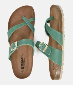Fashionable Retro Green Combi Toe Post Sandals