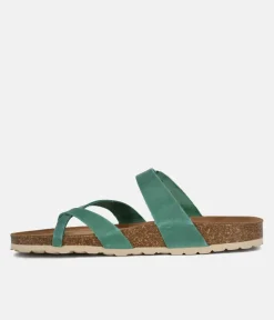 Fashionable Retro Green Combi Toe Post Sandals