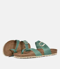 Fashionable Retro Green Combi Toe Post Sandals