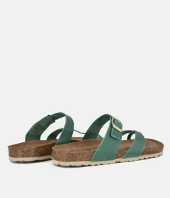 Fashionable Retro Green Combi Toe Post Sandals