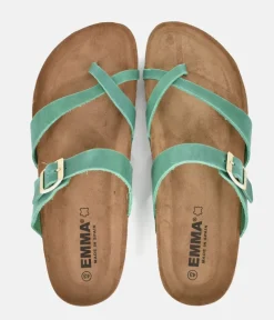 Fashionable Retro Green Combi Toe Post Sandals