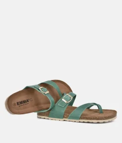 Fashionable Retro Green Combi Toe Post Sandals