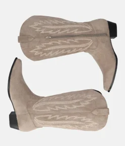 Fashionable Taupe Suedette Cowboy Style Boots