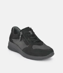 Forelli Black Nubuck Orthopedic Comfort Sneakers