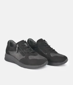 Forelli Black Nubuck Orthopedic Comfort Sneakers