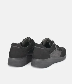 Forelli Black Nubuck Orthopedic Comfort Sneakers