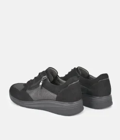 Forelli Black Nubuck Orthopedic Comfort Sneakers