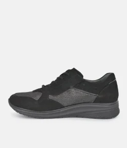Forelli Black Nubuck Orthopedic Comfort Sneakers