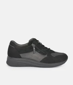 Forelli Black Nubuck Orthopedic Comfort Sneakers