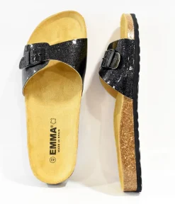 Funky Cosmic Black Patent Leather Slides