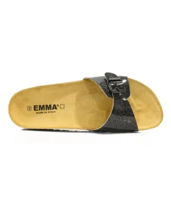 Funky Cosmic Black Patent Leather Slides