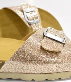 Funky Cosmic Rose Gold Patent Leather Slides