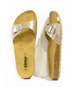 Funky Cosmic Rose Gold Patent Leather Slides