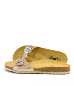 Funky Cosmic Rose Gold Patent Leather Slides