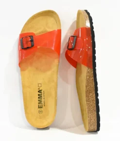 Funky Red Vinyl Leather Slides