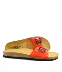 Funky Red Vinyl Leather Slides