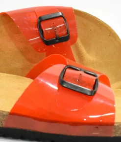 Funky Red Vinyl Leather Slides