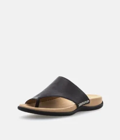 Gabor Black Leather Mule Sandal