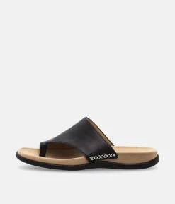 Gabor Black Leather Mule Sandal