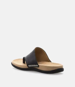 Gabor Black Leather Mule Sandal