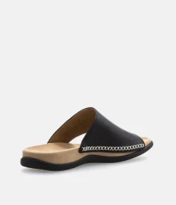 Gabor Black Leather Mule Sandal