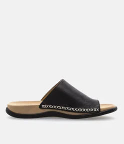 Gabor Black Leather Mule Sandal