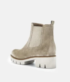 Gabor Chic Beige Velour Ankle Boots
