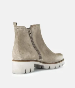 Gabor Chic Beige Velour Ankle Boots