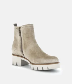 Gabor Chic Beige Velour Ankle Boots