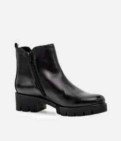 Gabor Chic Black Leather Ankle Boots