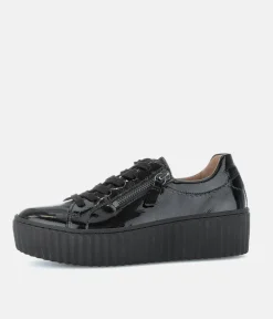 Gabor Chunky Black Patent Trainers