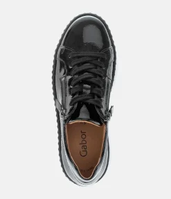 Gabor Chunky Black Patent Trainers