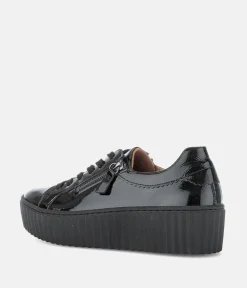 Gabor Chunky Black Patent Trainers